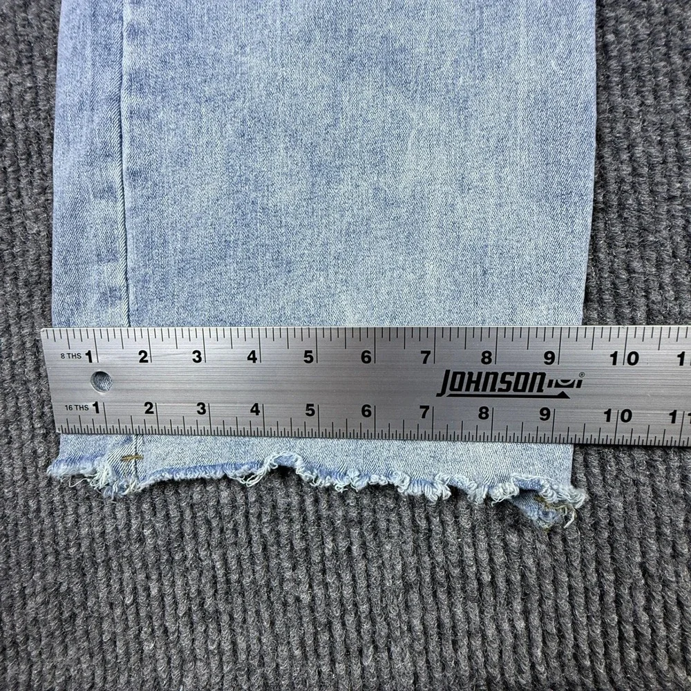 Womens Light Wash Distressed Wide Leg Jeans Size XL Raw Hem LC7873654-104
